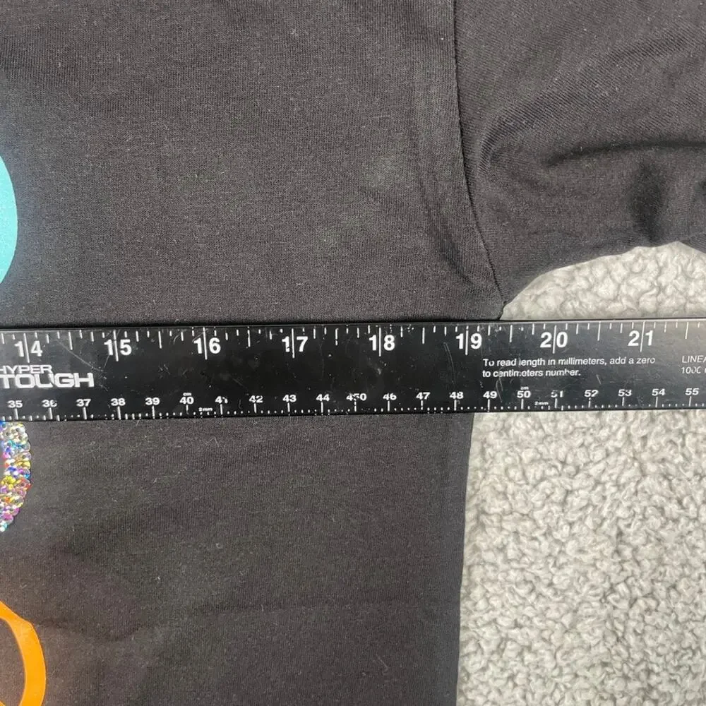 The Children's Place Girls XXL Hippie Happy Face Love Black Short Sleeve Shirt